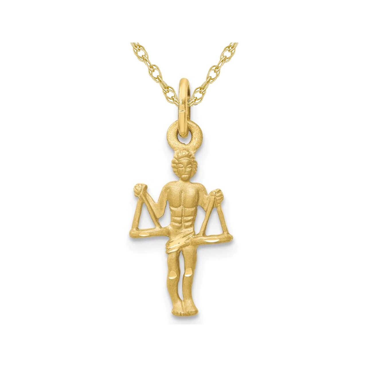 Gem And Harmony 10K Yellow Gold Libra Charm Zodiac Astrology Pendant Necklace with Chain